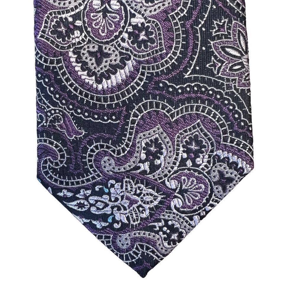 Boss Hugo Boss 100% Silk Neck Tie Purple Paisley‎